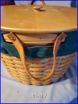 LONGABERGER XL Classic Pot of Gold 2001 Basket with Fabric Liner, Protector & Lid