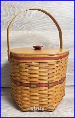 Large Longaberger 1997 Holiday Hostess Hexagon Basket Lid & 3 Plastic Liners