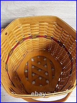 Large Longaberger 1997 Holiday Hostess Hexagon Basket Lid & 3 Plastic Liners