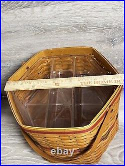 Large Longaberger 1997 Holiday Hostess Hexagon Basket Lid & 3 Plastic Liners