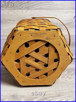 Large Longaberger 1997 Holiday Hostess Hexagon Basket Lid & 3 Plastic Liners