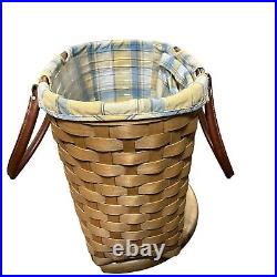 Large Longaberger Boardwalk Basket/Fabric Liner /Leather Handle/RETIRED 2003