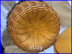 Large Longaberger Hostess Corn Basket 1998 16.5 x 1 1.5 Lid, Liner, Protector