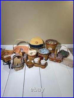 Large Vintage Longaberger Basket And Liner Lot Large Vintage Longaberger Basket And Liner Lot