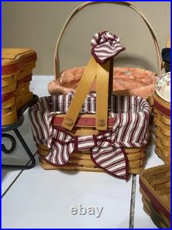 Large Vintage Longaberger Basket And Liner Lot Large Vintage Longaberger Basket And Liner Lot
