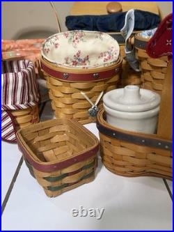 Large Vintage Longaberger Basket And Liner Lot Large Vintage Longaberger Basket And Liner Lot