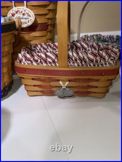 Large Vintage Longaberger Basket And Liner Lot Large Vintage Longaberger Basket And Liner Lot