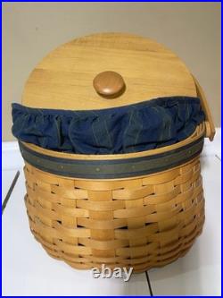 Large Vintage Longaberger Basket And Liner Lot Large Vintage Longaberger Basket And Liner Lot