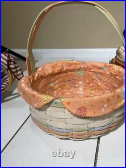 Large Vintage Longaberger Basket And Liner Lot Large Vintage Longaberger Basket And Liner Lot