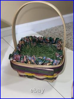 Large Vintage Longaberger Basket And Liner Lot Large Vintage Longaberger Basket And Liner Lot