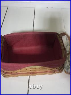 Large Vintage Longaberger Basket And Liner Lot Large Vintage Longaberger Basket And Liner Lot