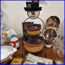 Longabarger Wrought Iron Snowman With Baskets Have Original Box