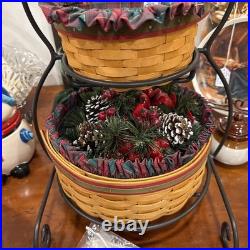 Longabarger Wrought Iron Snowman With Baskets Have Original Box