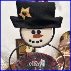Longabarger Wrought Iron Snowman With Baskets Have Original Box