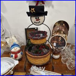 Longabarger Wrought Iron Snowman With Baskets Have Original Box
