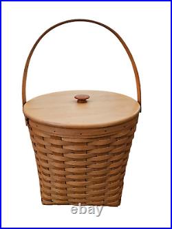 Longaberger 13 Inch Measuring Basket W Protector & Lid Classic Stain HUGE