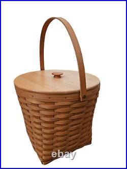 Longaberger 13 Inch Measuring Basket W Protector & Lid Classic Stain HUGE