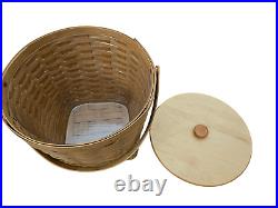 Longaberger 13 Inch Measuring Basket W Protector & Lid Classic Stain HUGE