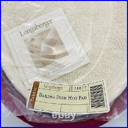 Longaberger 13x8 Baking Dish Basket Pottery Pad Liner Protector Complete Set NEW