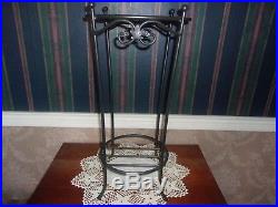 Longaberger 1984 Umbrella Basket Set & Wrought Iron Stand