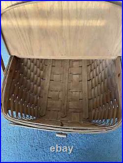 Longaberger 1986 Extra Large Picnic Basket Lid Handles 24 L x 16 W x 10/18 H