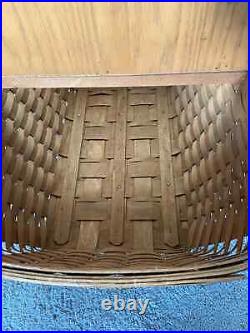 Longaberger 1986 Extra Large Picnic Basket Lid Handles 24 L x 16 W x 10/18 H