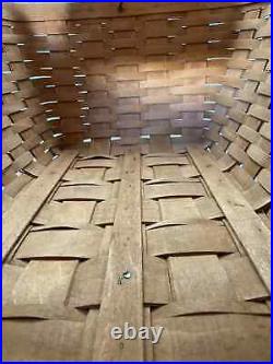 Longaberger 1986 Extra Large Picnic Basket Lid Handles 24 L x 16 W x 10/18 H
