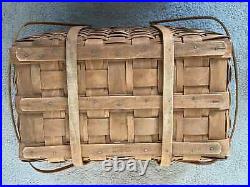 Longaberger 1986 Extra Large Picnic Basket Lid Handles 24 L x 16 W x 10/18 H
