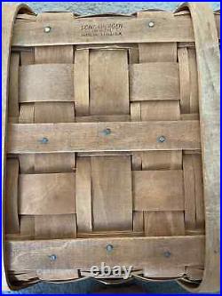 Longaberger 1986 Extra Large Picnic Basket Lid Handles 24 L x 16 W x 10/18 H