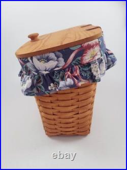 Longaberger 1992 Large Mail Basket with Leather Hinges & Protector & Fabric Liner
