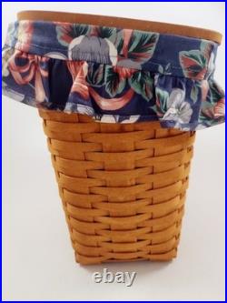 Longaberger 1992 Large Mail Basket with Leather Hinges & Protector & Fabric Liner