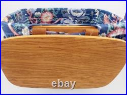Longaberger 1992 Large Mail Basket with Leather Hinges & Protector & Fabric Liner