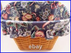 Longaberger 1992 Large Mail Basket with Leather Hinges & Protector & Fabric Liner