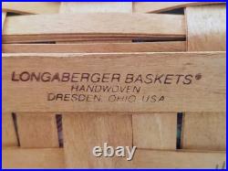 Longaberger 1992 Large Mail Basket with Leather Hinges & Protector & Fabric Liner