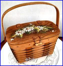 Longaberger 1993 Hand Painted Top Daisy's insert Signed Purse Picnic Basket Rare
