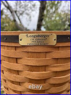Longaberger 1994 JW Collection Umbrella Basket With Plastic Liner Original Box