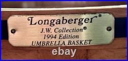 Longaberger 1994 JW Collection Umbrella Basket With Plastic Protector with Box