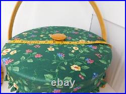 Longaberger 1995 Hostess Sewing Combo Emerald Vine Liners Fabric Lid Stackable