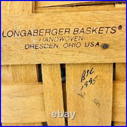 Longaberger 1995 Large Holiday Hostess Evergreen Basket Set, Lid Liner Protector