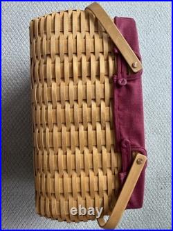 Longaberger 1995 Large Picnic Basket 17x16x14 with Lid, Liner & Protector