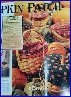 Longaberger 1997, 1996 Set of 3 Pumpkin Baskets-Lids-Liners-Protectors-Prod Card