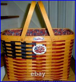 Longaberger 1998 Collectors Club 25th Anniversary Flag Basket Set-NEW