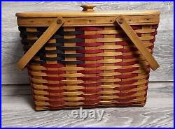 Longaberger 1998 Collectors Club 25th Anniversary Flag Basket withLid & Liner