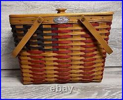 Longaberger 1998 Collectors Club 25th Anniversary Flag Basket withLid & Liner