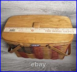 Longaberger 1998 Collectors Club 25th Anniversary Flag Basket withLid & Liner