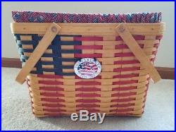 Longaberger 1998 Collectors Club- Patriotic Flag Basket Set- 25th Anniversary