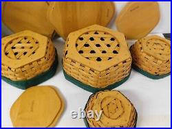 Longaberger 1998 Generations Basket Set of 4 with Protectors, Liners, Wooden Lids