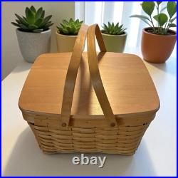 Longaberger 1999 Club Family Picnic Basket with3 Plastic Inserts XL 15 X 15 X 8