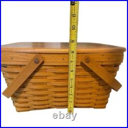 Longaberger 1999 Club Family Picnic Basket with3 Plastic Inserts XL 15 X 15 X 8