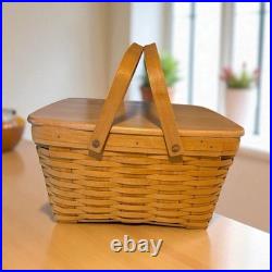 Longaberger 1999 Club Family Picnic Basket with3 Plastic Inserts XL 15 X 15 X 8